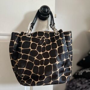 Maurizio Taiuti Black and Tan Animal Print Shoulder Bag